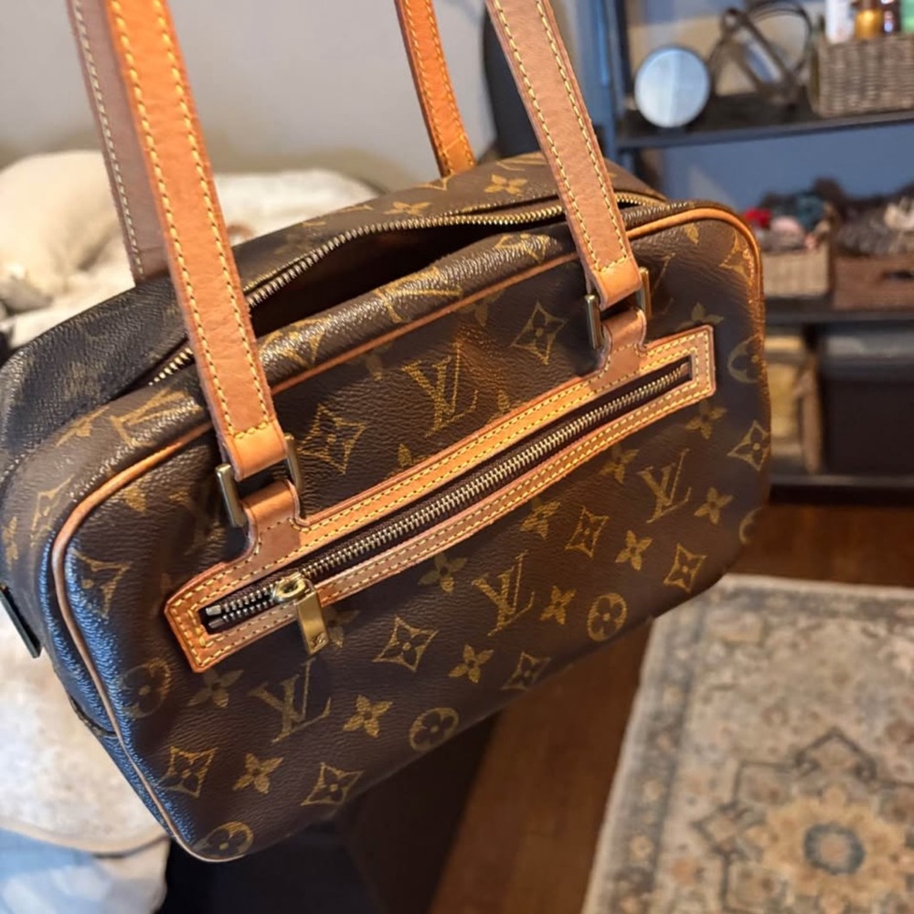 Louis Vuitton Monogram Mini Messenger Bag in Brown and Tan Leather Trim